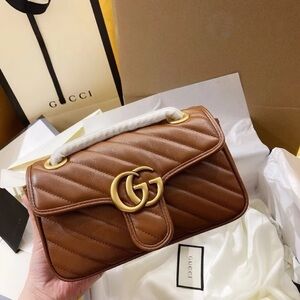 Gucci Brown GG Marmont Quilted
Lcather Shoulder Bag
